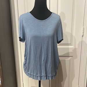 Style & Co Blue Ruffled Relaxed Tee (A)